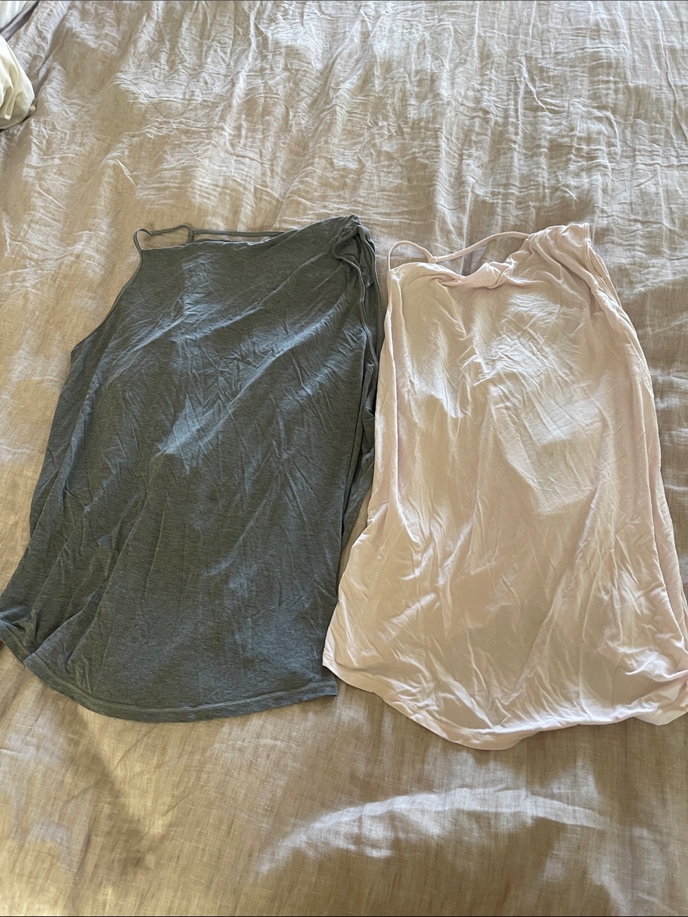 lululemon athletica women's tank tops — charcoal gray and pale pink